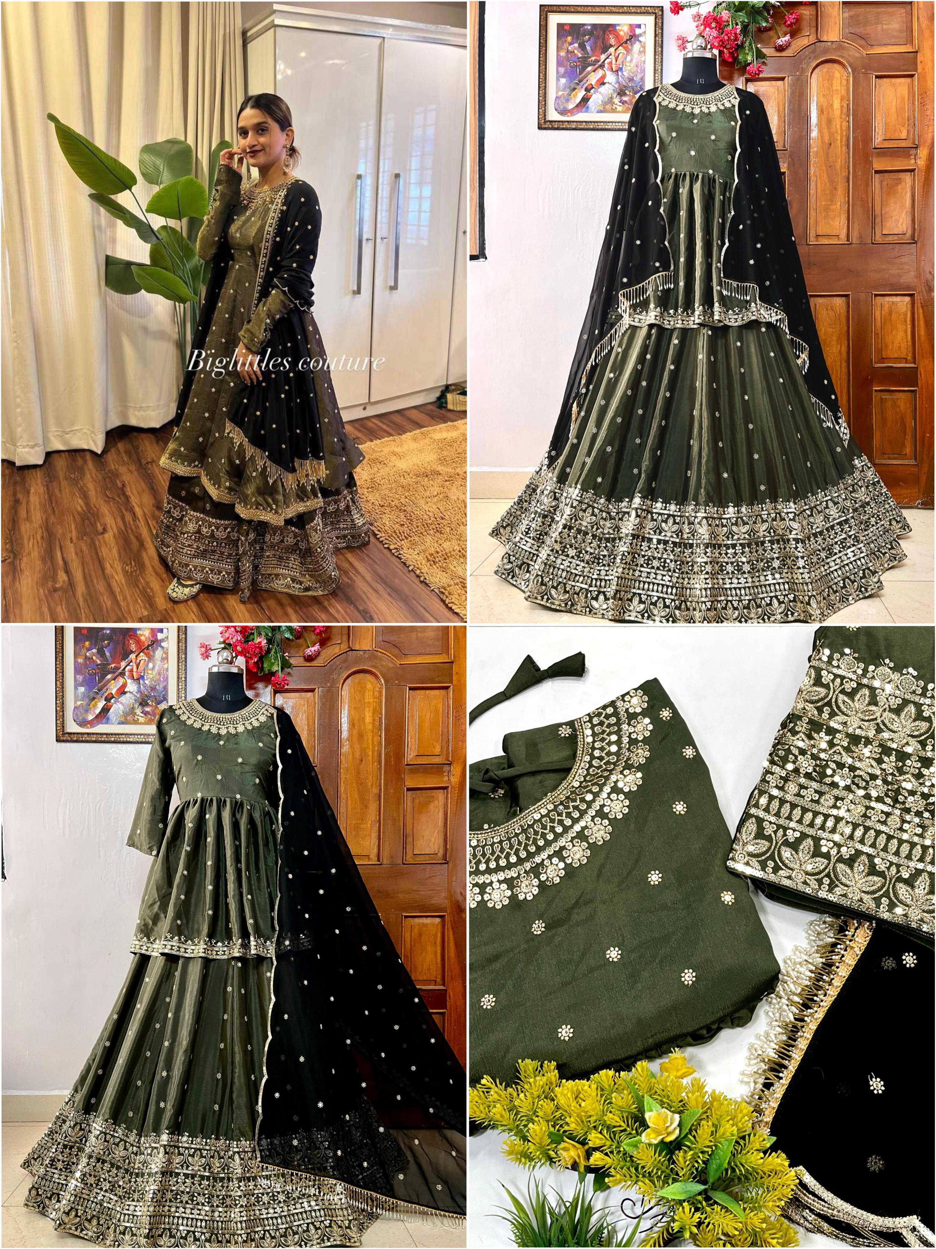 Featuring chinon silk kurti & lehenga with elegant dupatta