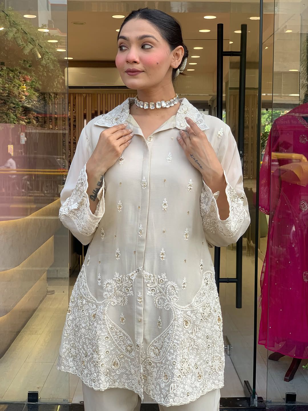 Party Wear Look Pure Chanderi Silk & CORD SET Set