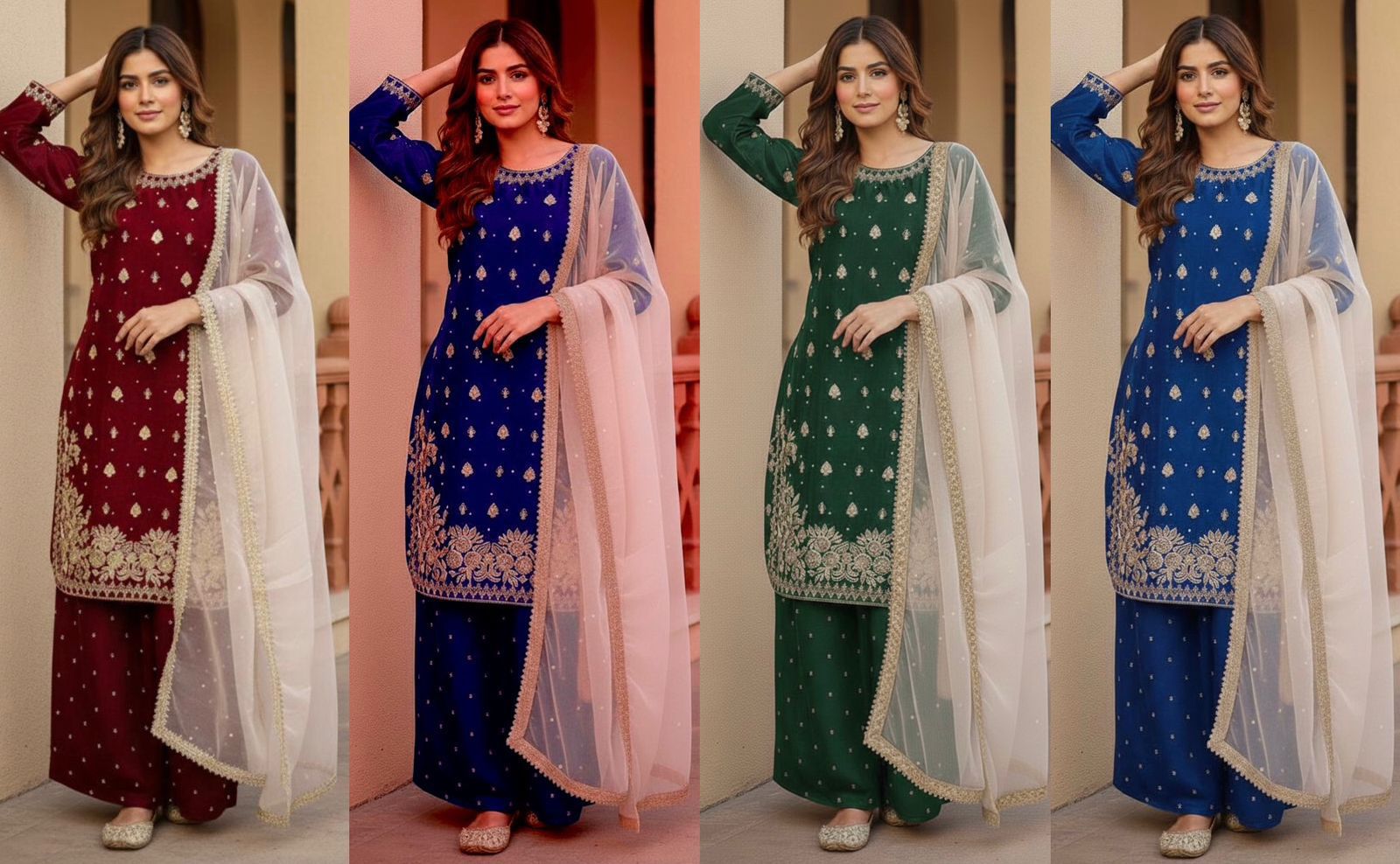 PARTY WEAR HEAVY GMY SILK TOP WITH SHARARA