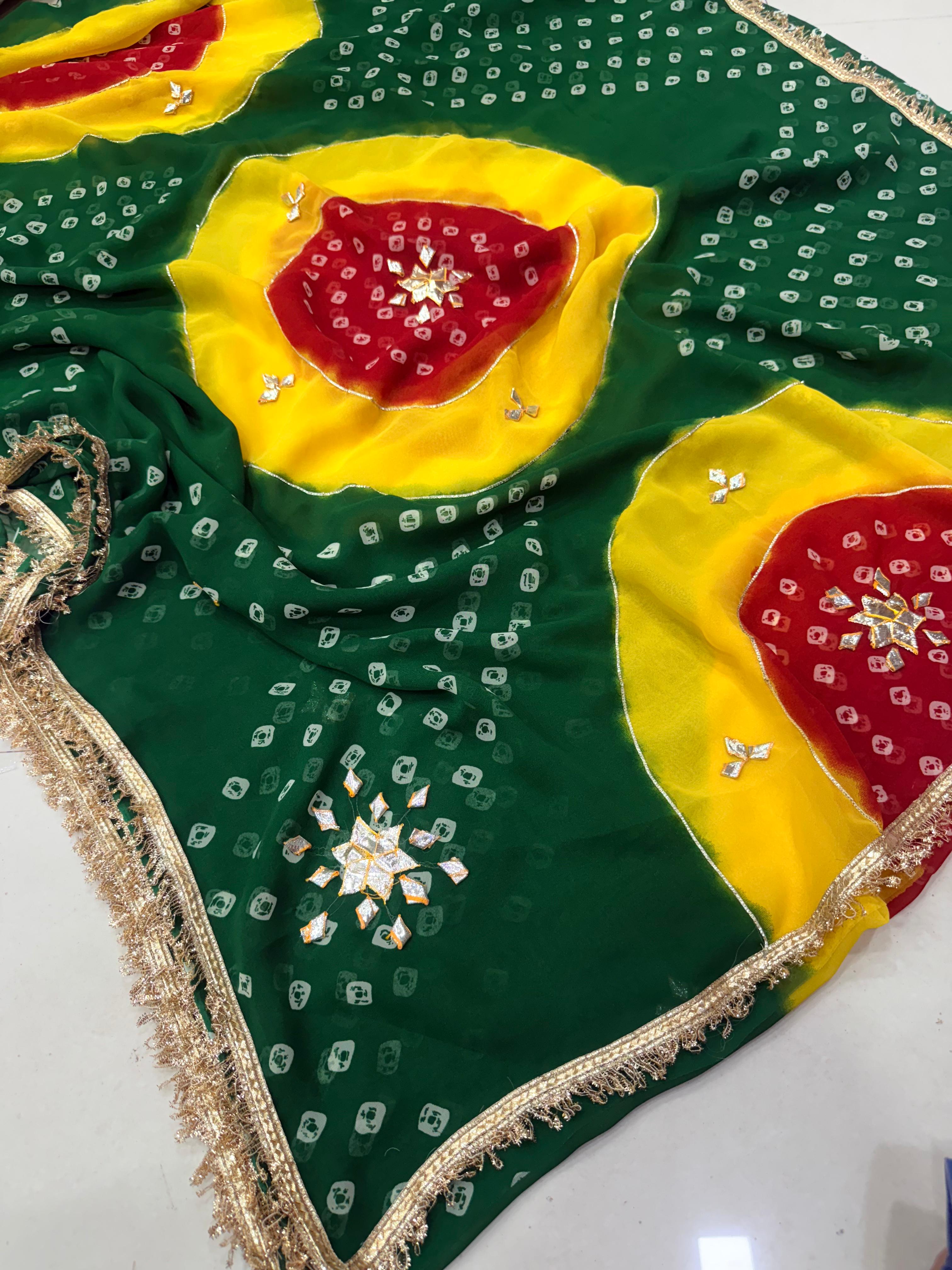 Handmade gota wark print Saree