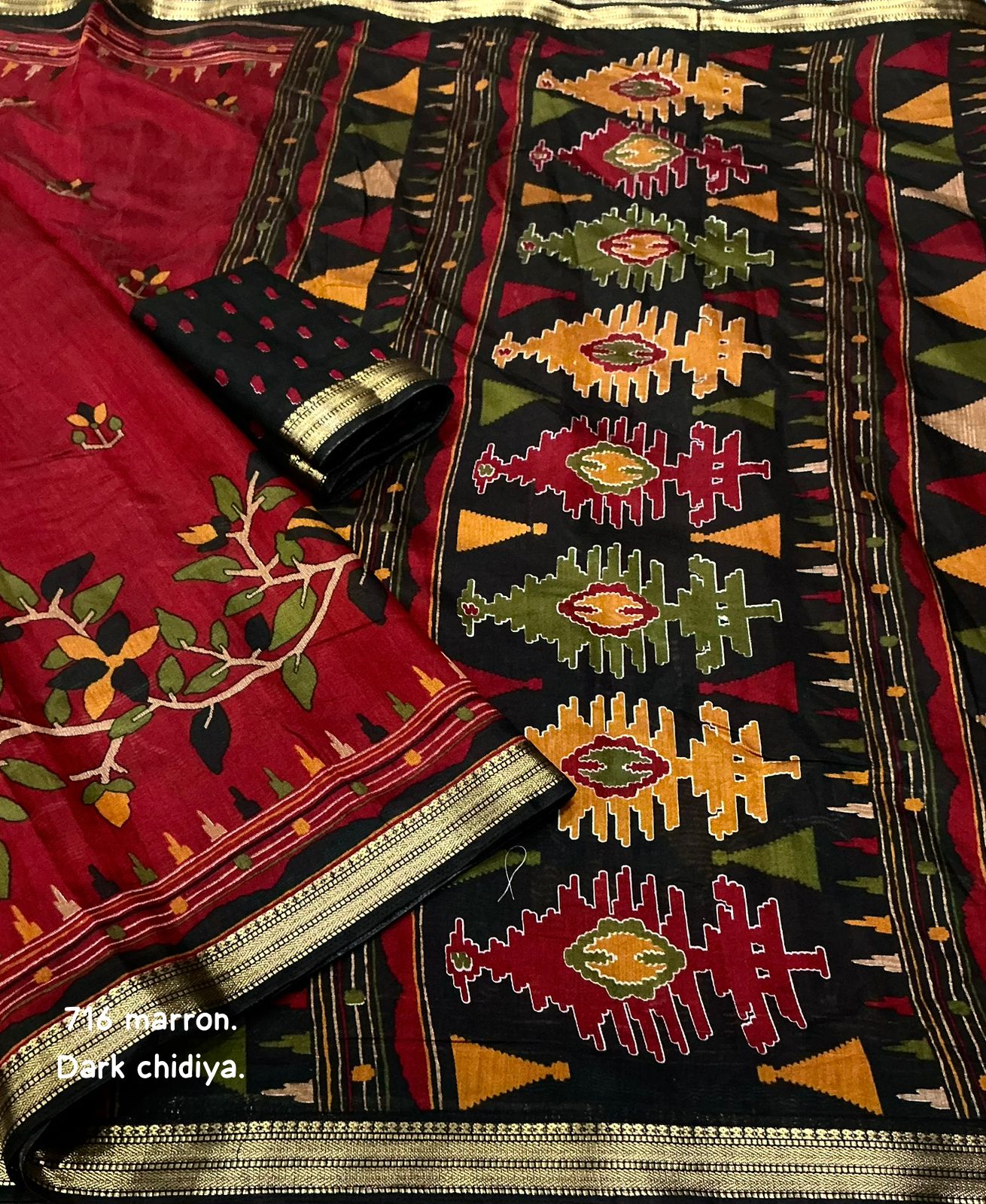 New trending mangalgiri style cotton printed saree