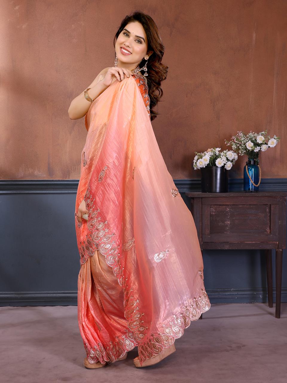  PADING  WITH EMBROIDERY  WORK  SAREE