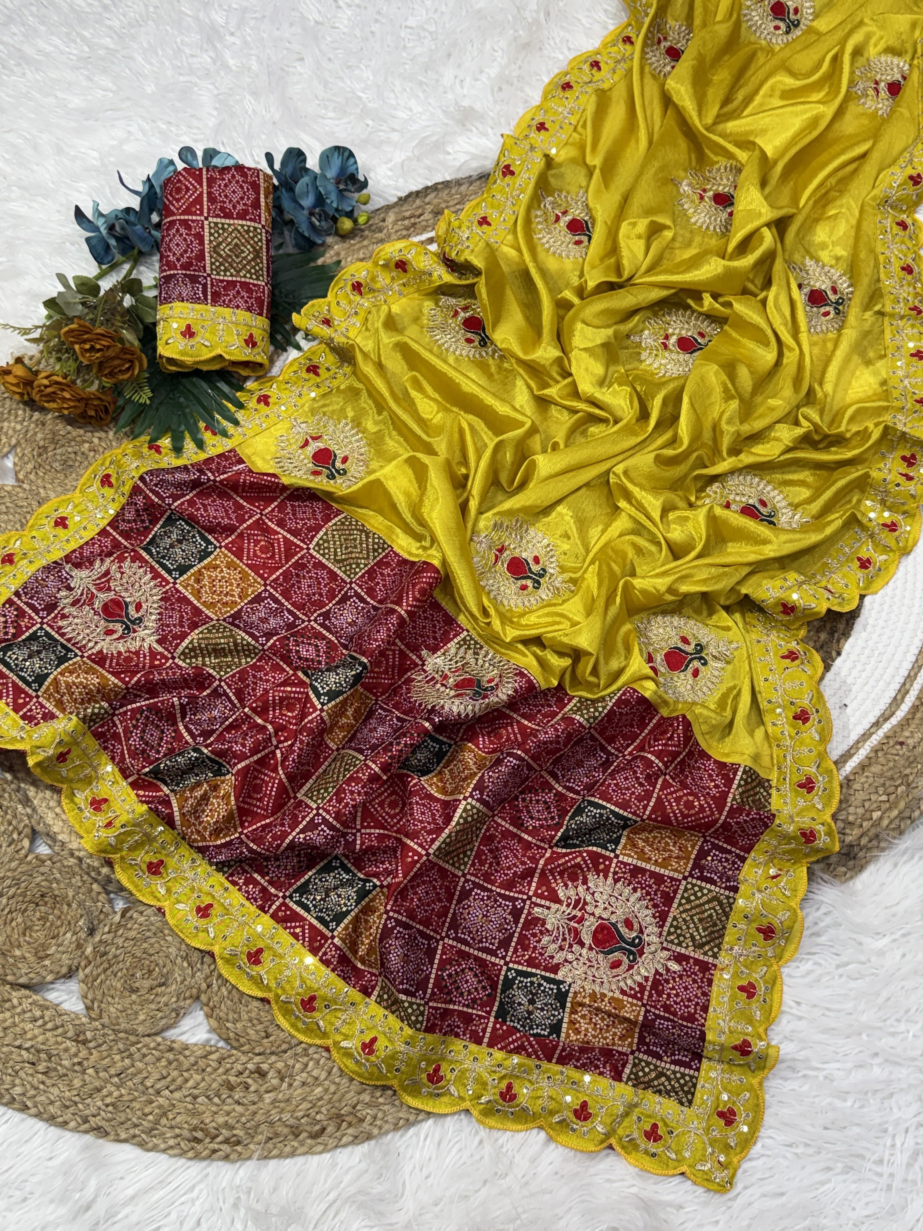 beautiful soft chinon fabric saree 