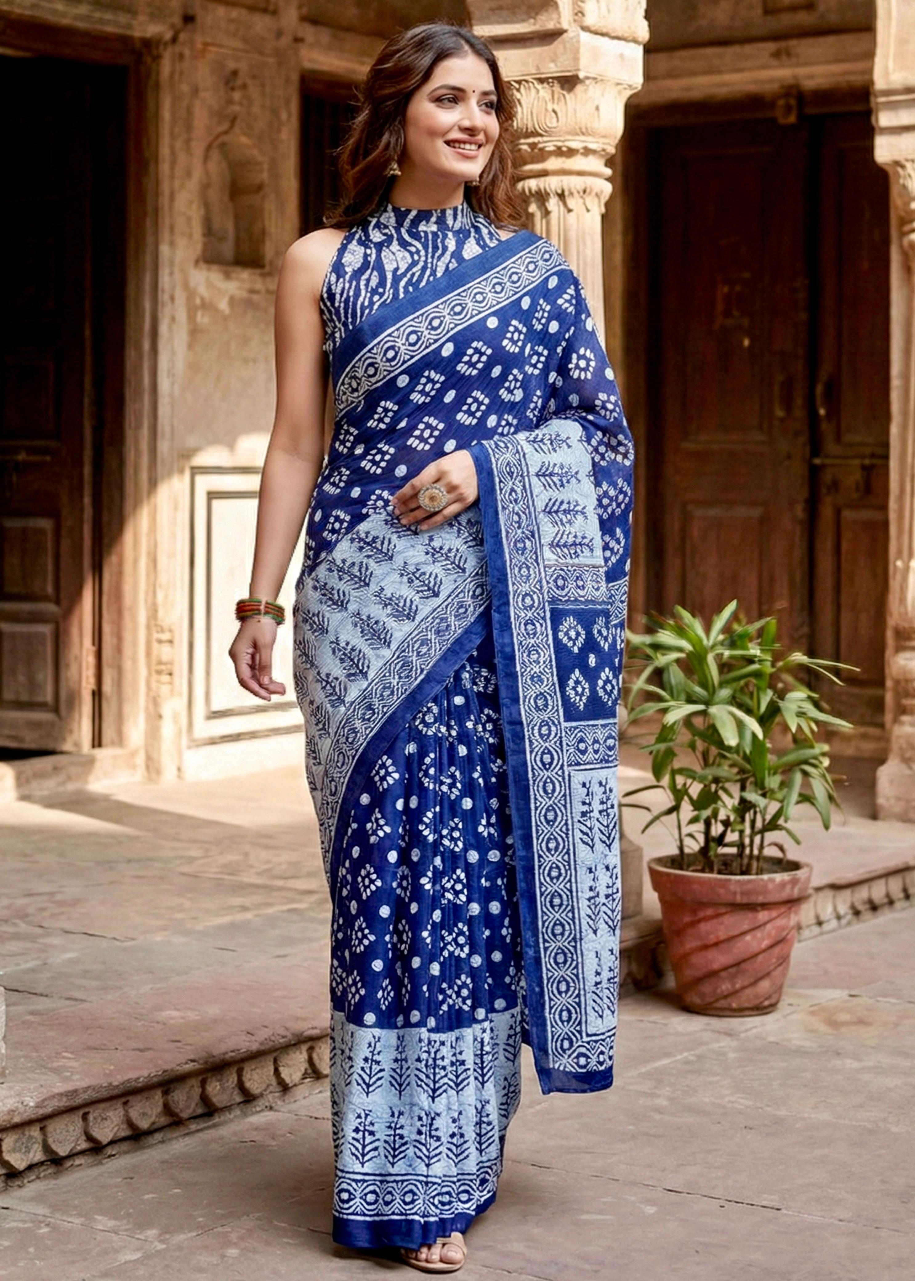  PURE COTTON HAND BAGRU PRINT SAREES 