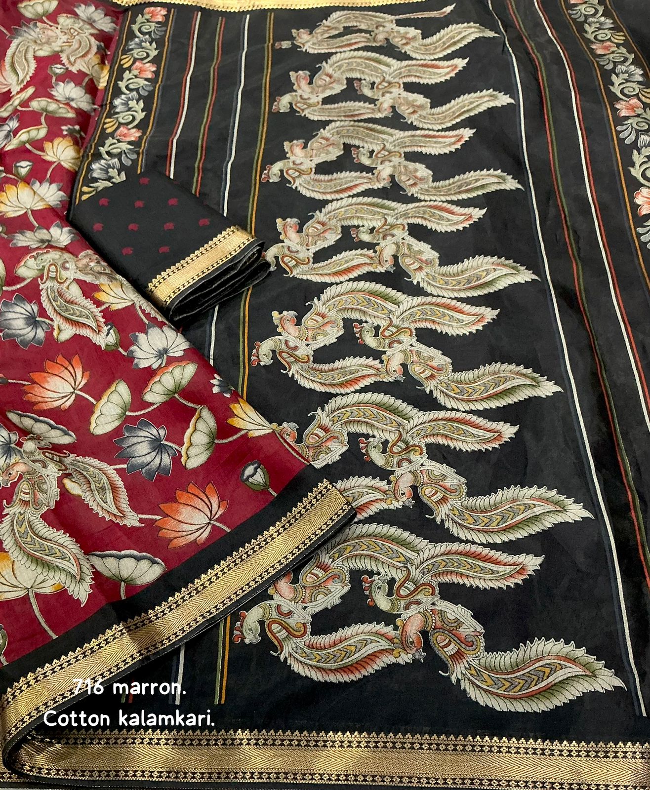 New trending mangalgiri style cotton printed saree.