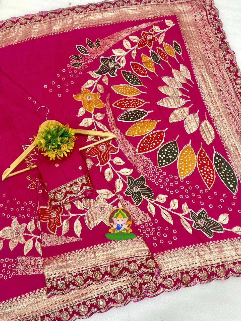 Moti handwork on Full Saree with fancy velvet fabric embroidery Codding Cutwork lace border on saree 