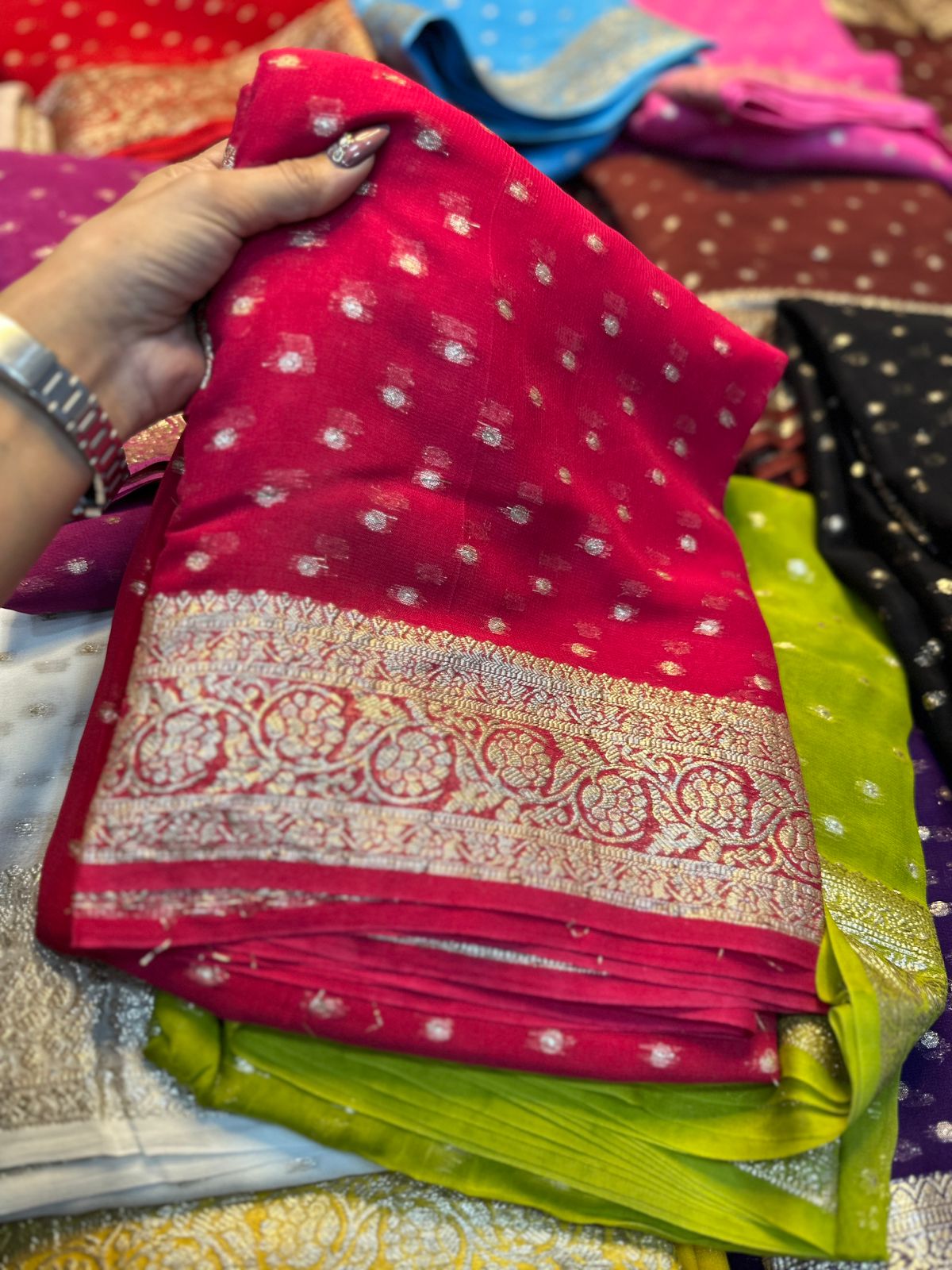 Viscose Georgette Saree With running Blouse 