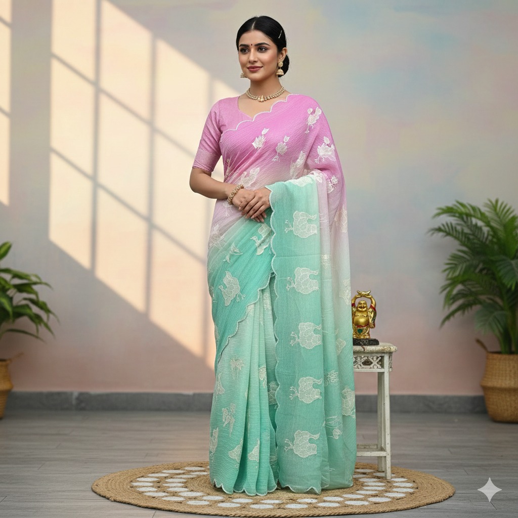 Presenting you most beautiful dual shade saree collection 