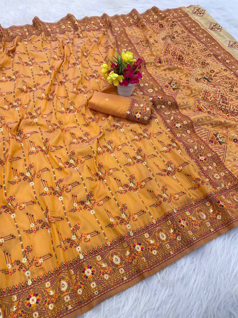 Pure n Soft Rajwadi Pashmina Silk Weaving Saree