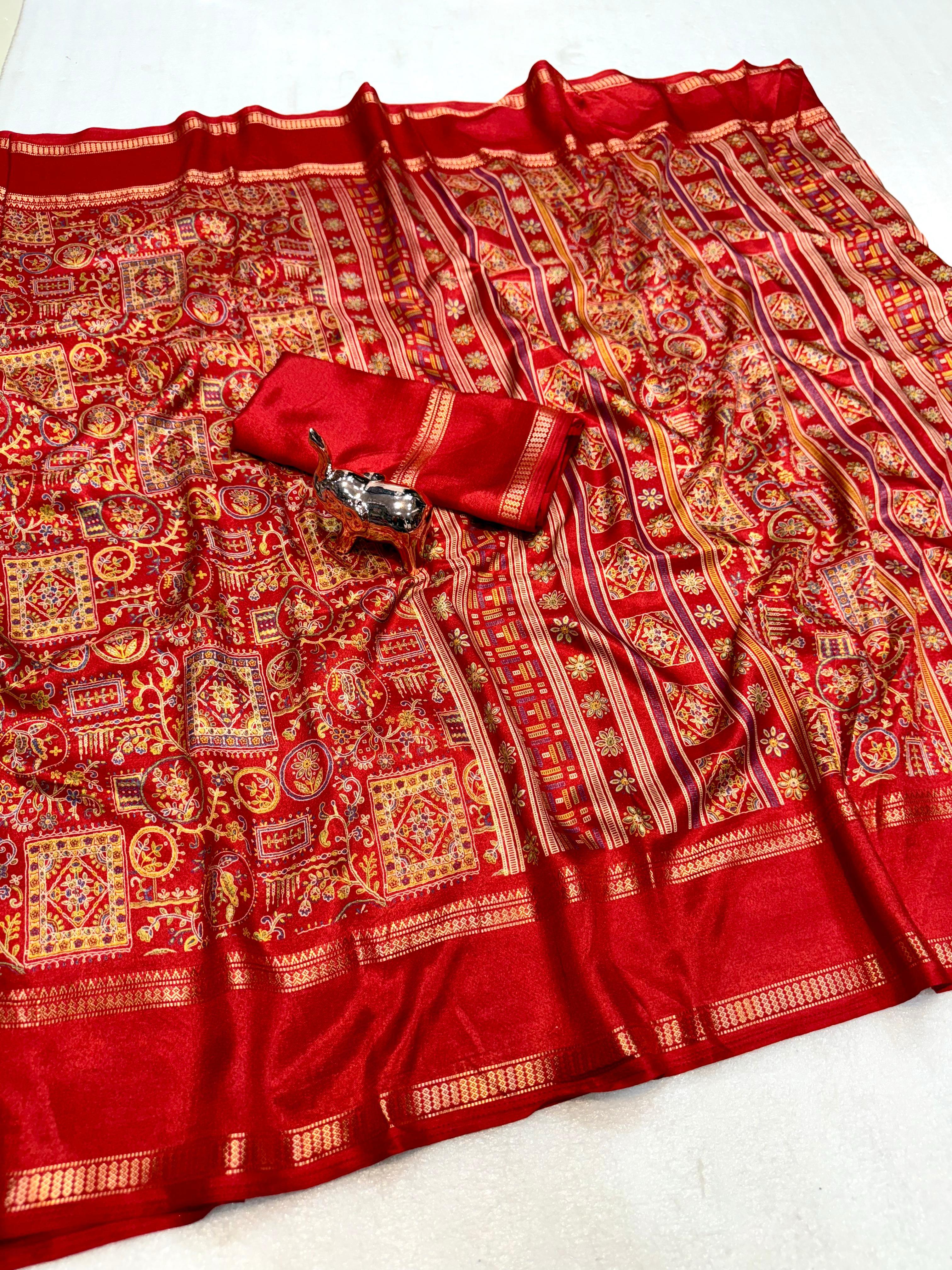Pure soft Tusser kashmiri printed saree