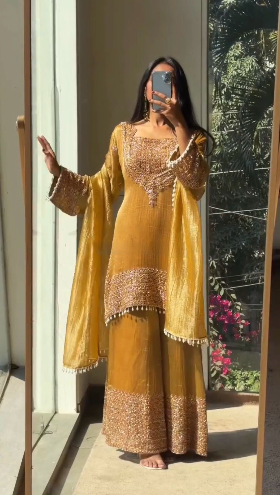 TOP PLAZZO AND DUPATTA IN CHRUNCHY 