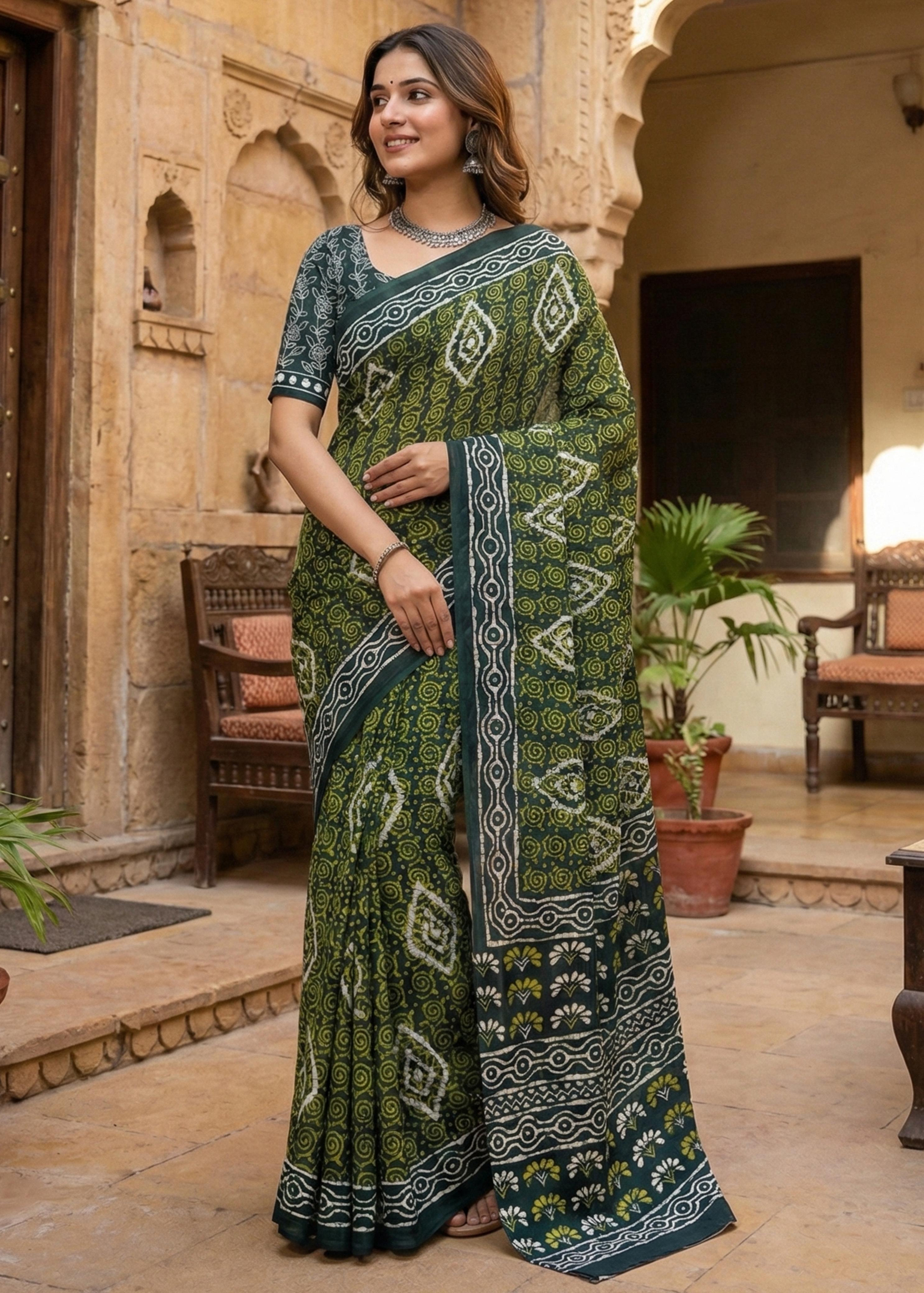  Pure Cotton Block printed Saree 