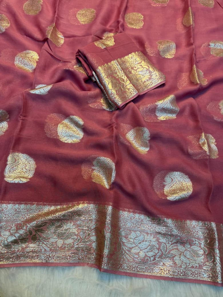 Viscose Georgette All Over Weaving Butti Saree