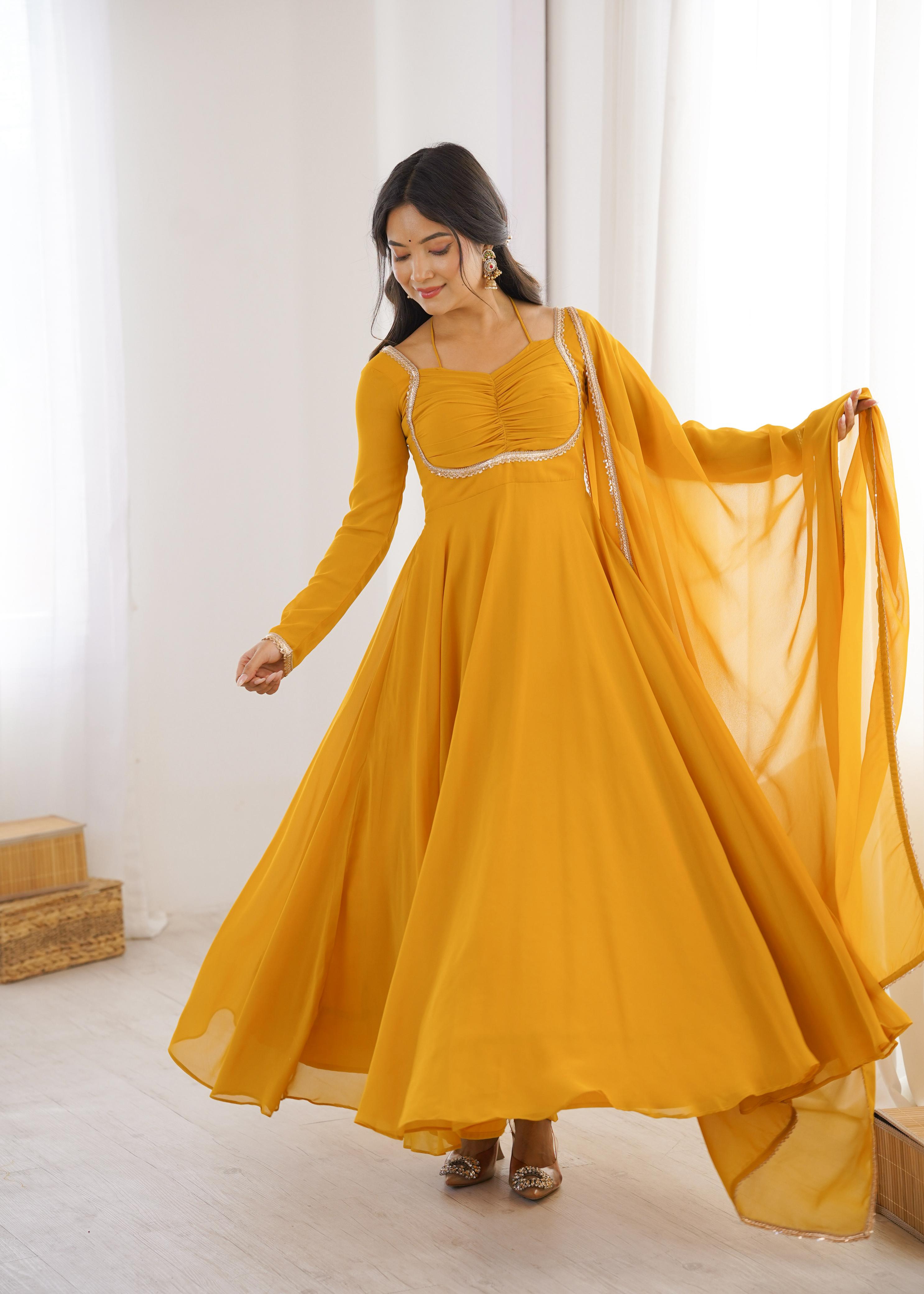 NEW GEORGETTE ANARKALI GOWN DUPPTA FULL SET