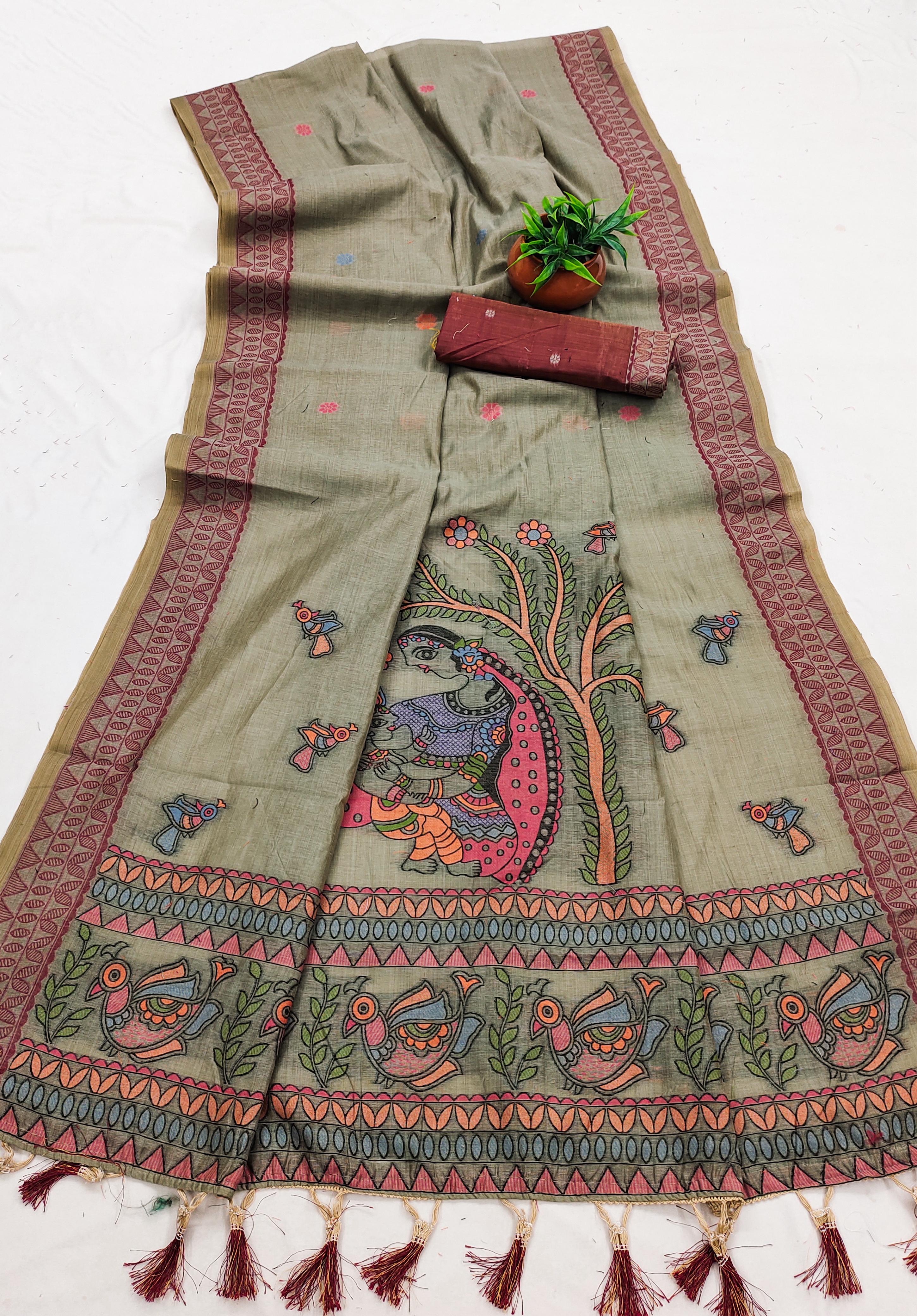 Soft Pure Muga Cotton  saree