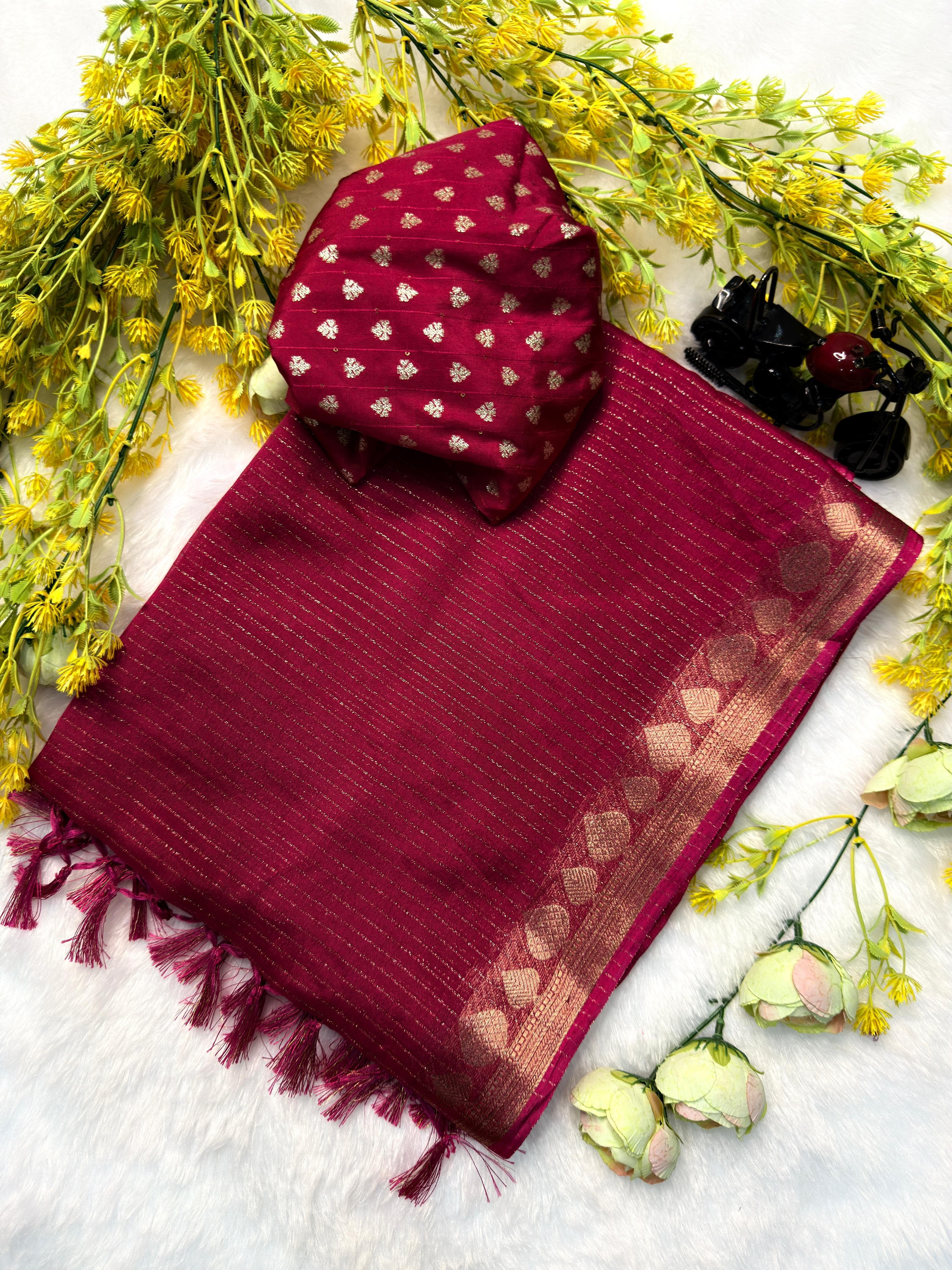 Soft chinon silk sarees