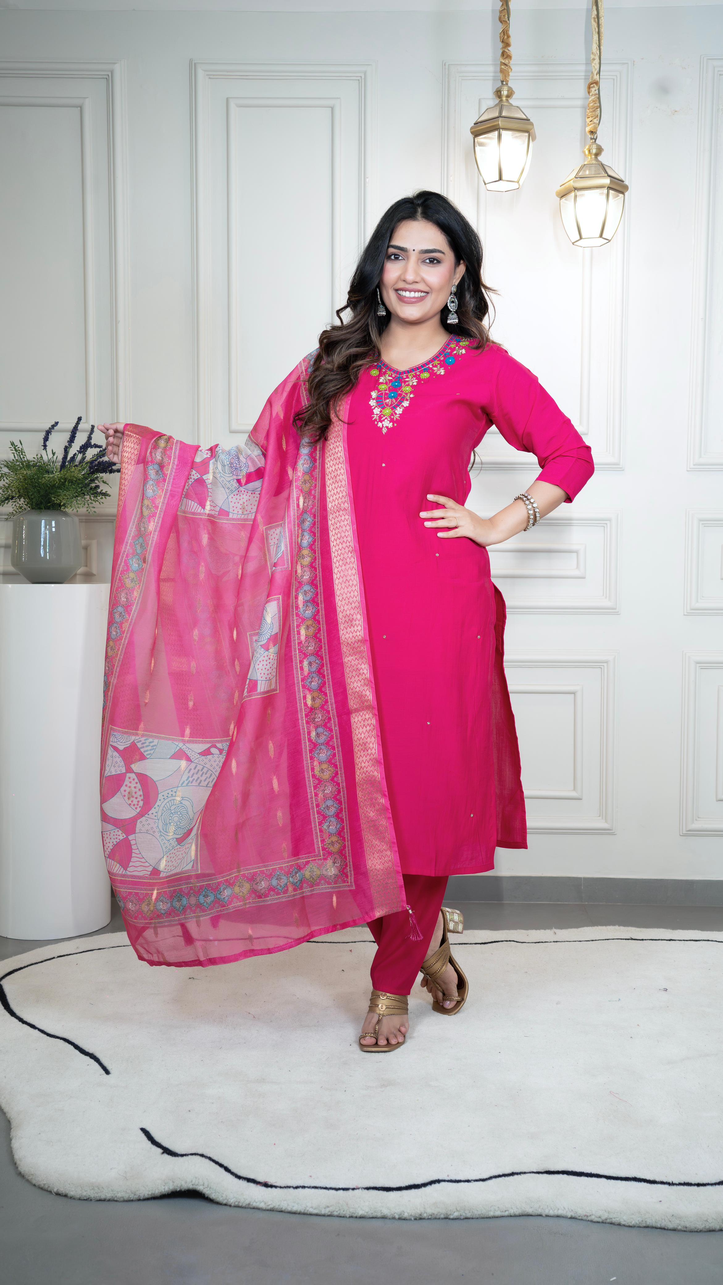  New Designers Kurti Pent Dupatta Set