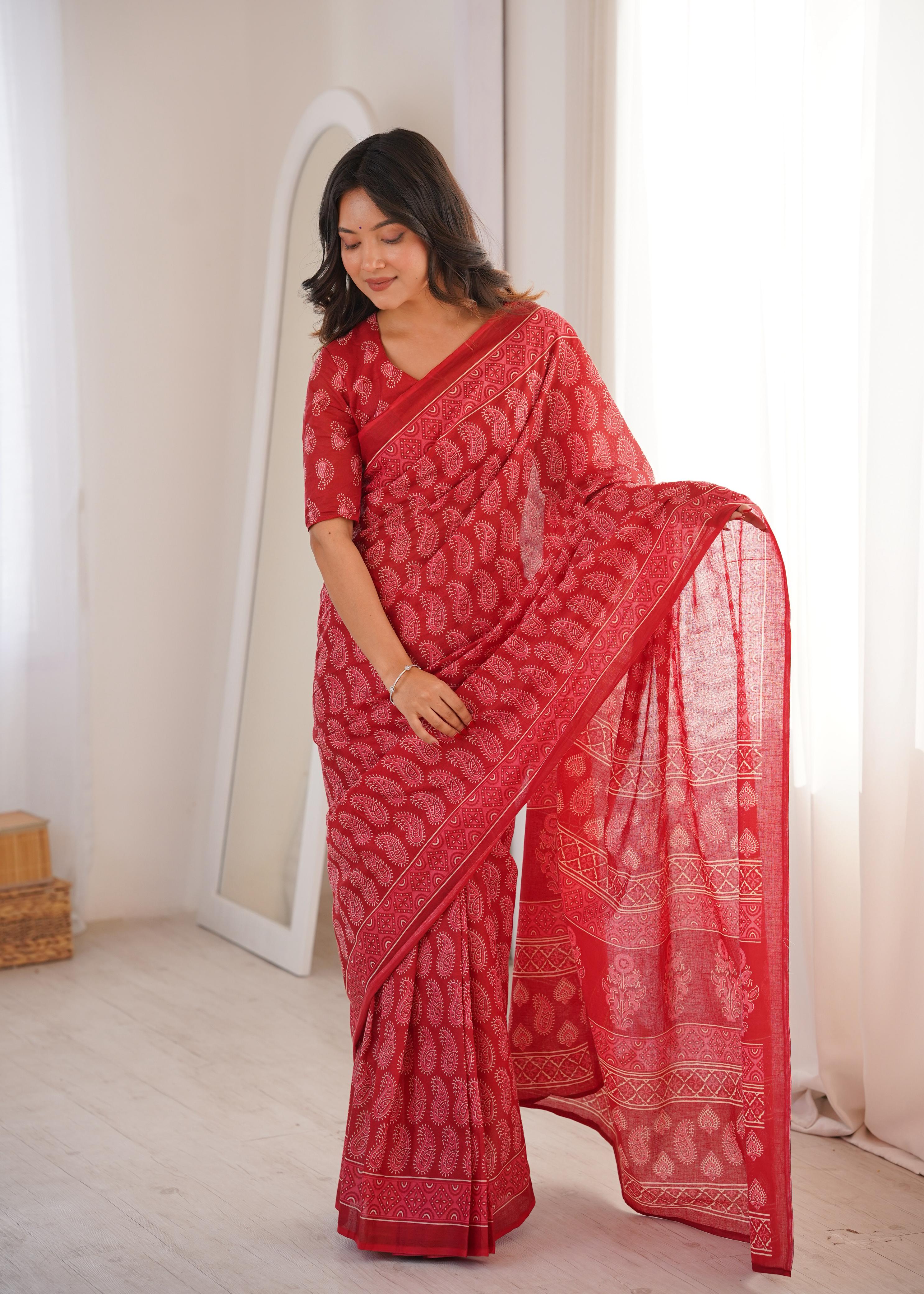  Celebrity Look Hand Block Printd Sarees