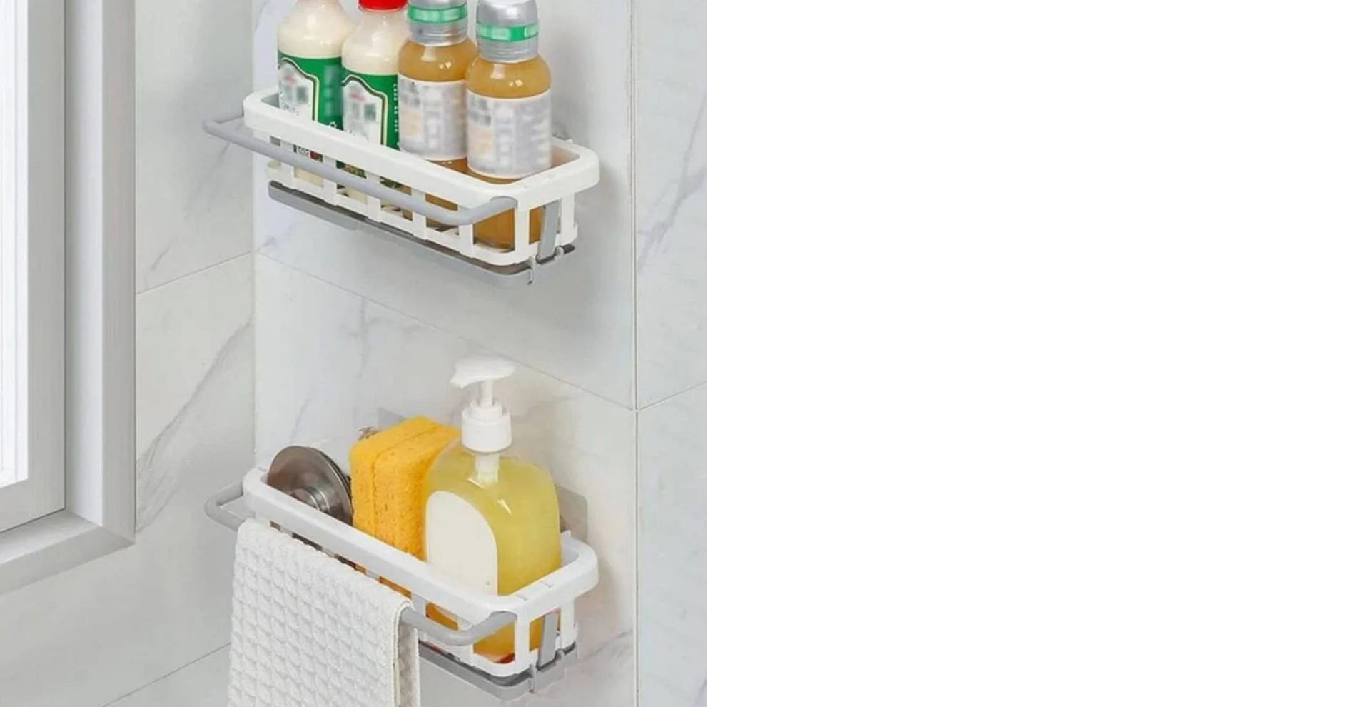 Hanging Drain Rack & Sponge Holder Basket for Kitchen Sink Storage