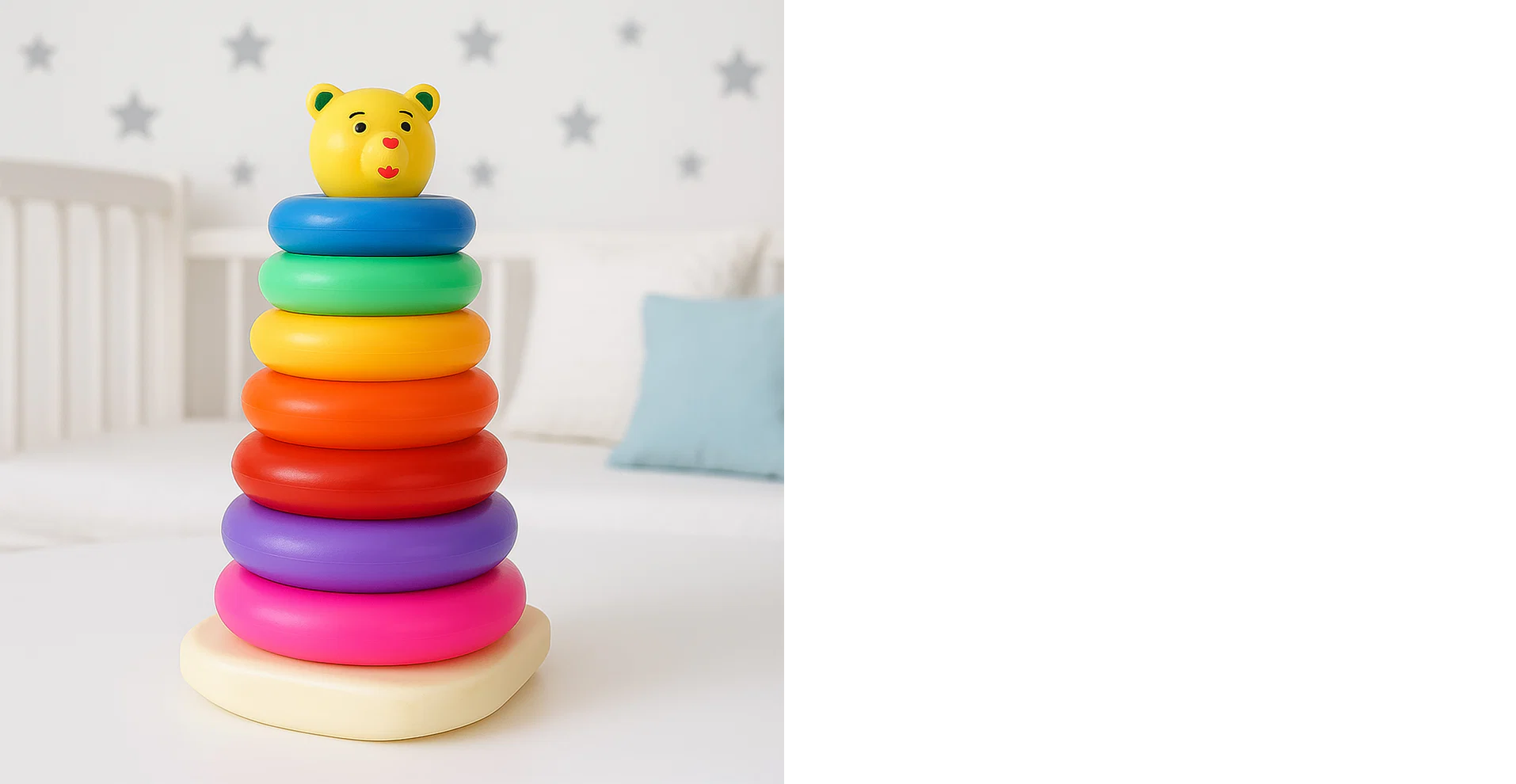 Plastic Baby Kids Teddy Stacking Ring Jumbo Stack Up Educational Toy 7pc