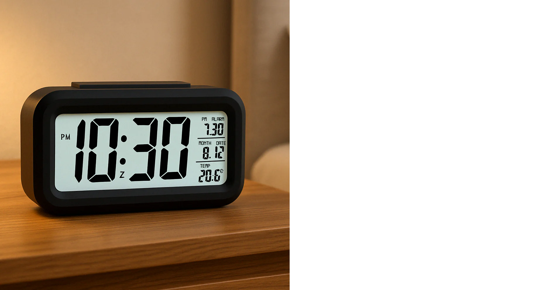 Digital LCD Alarm Clock with Backlight (1 Pc)