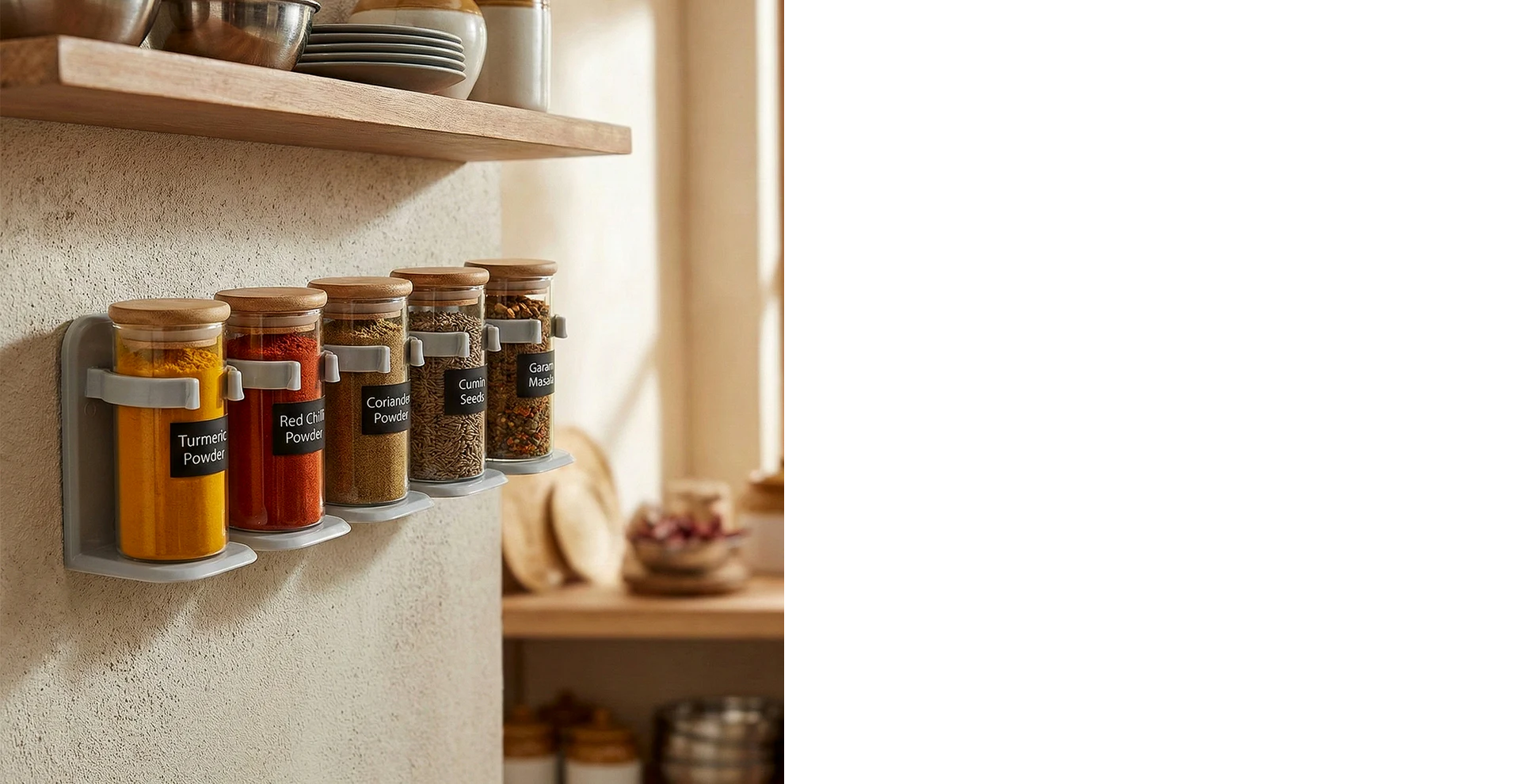 Wall Mounted Spice Rack Organizer with Adhesive Stick Holder (1 Pc)