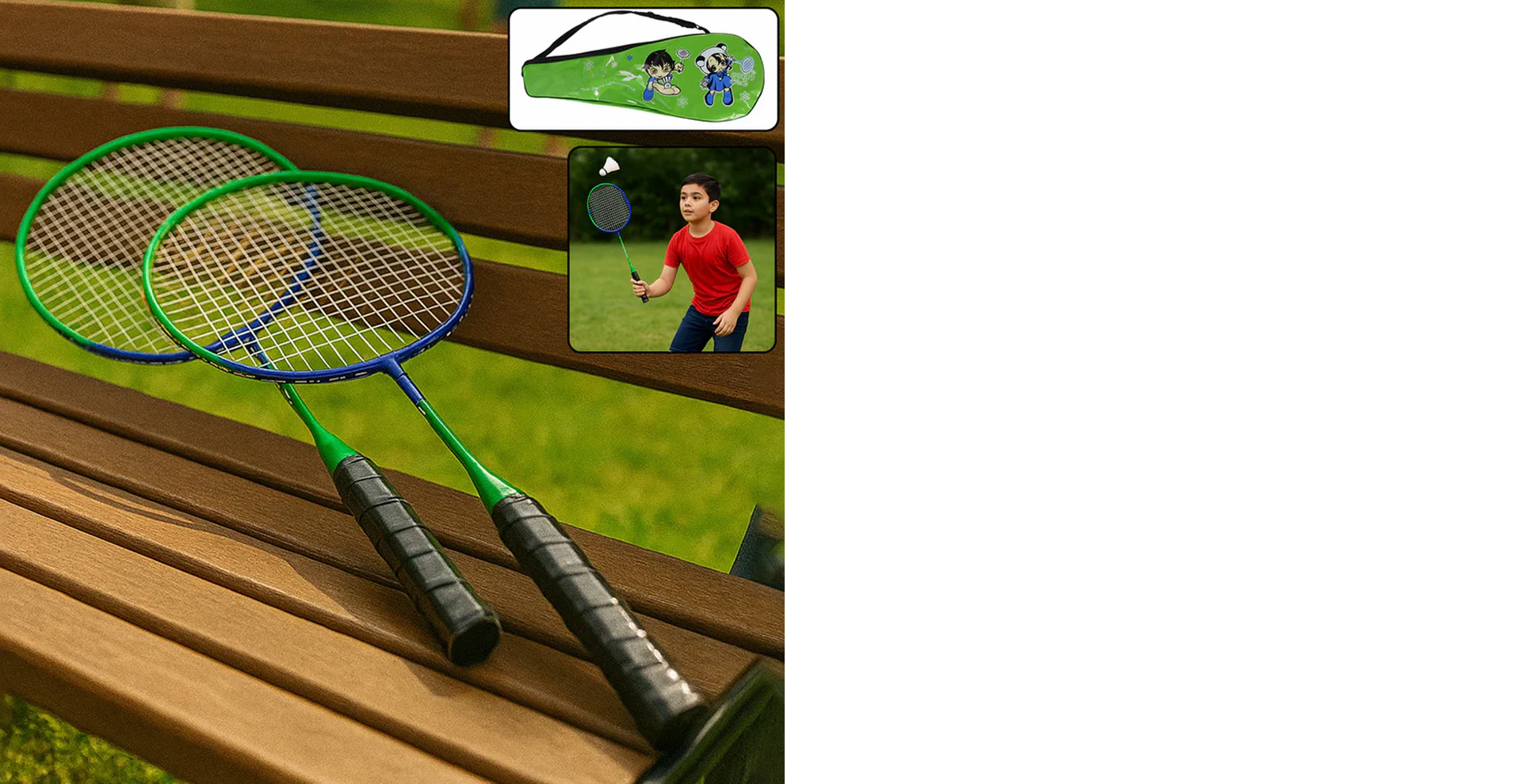 2 Pc Lightweight Kids Badminton Racket Set with Carry Bag