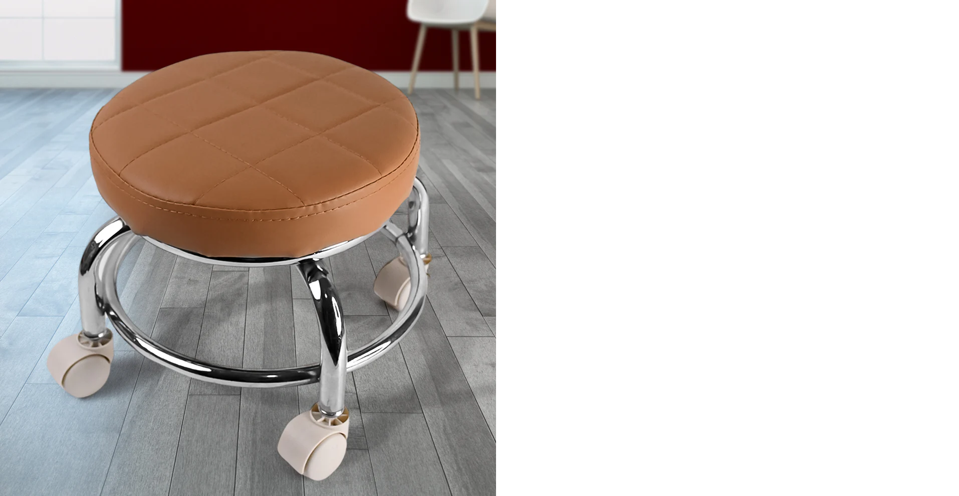Heavy Duty Steel Base Round Rolling Stool with Wheels Pedicure Stool (1 pc)